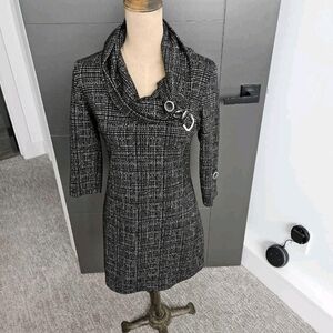 Le Chateau Black and White Patterned SWEATER DRESS